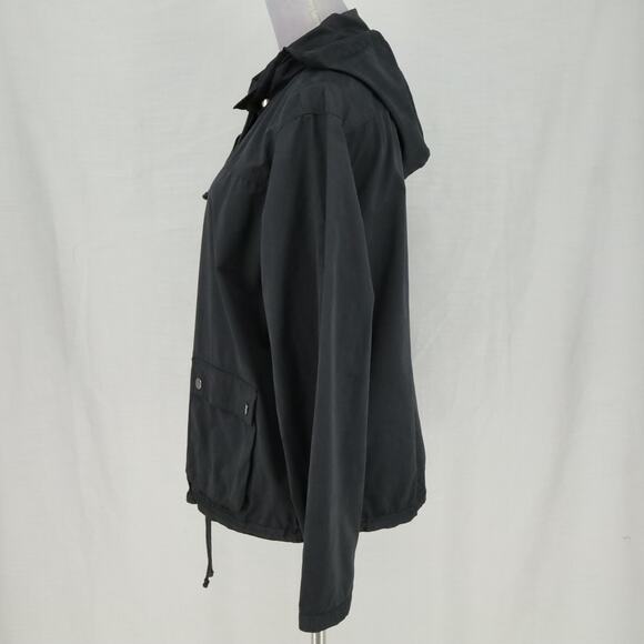 Chicos Jacket 3 Womens XL Black Full Zip Snaps Removable Hood Pockets Drawstring - Picture 13 of 16